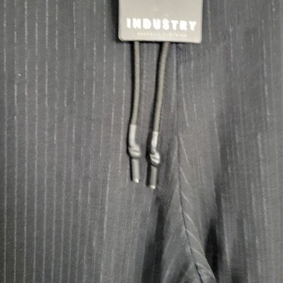 NWT INDUSTRY Republic Clothing Black Pinstripe Drawstring Stretch Pants SIZE XL - Picture 7 of 13
